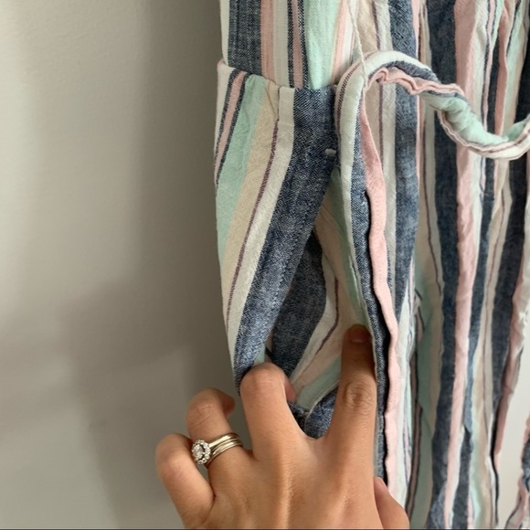 Cloth & Stone by Anthropologie Cropped Multicolor Striped Jumpsuit Size L - Picture 7 of 11